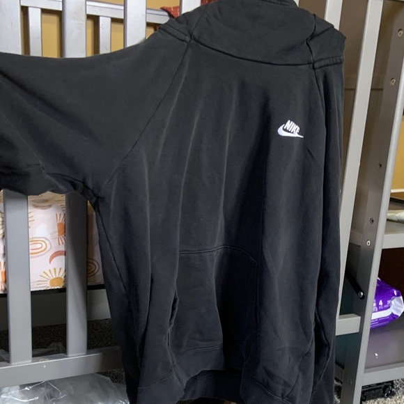 Nike Black Hoodie with White Swoosh Chest Logo - Picture 2 of 2